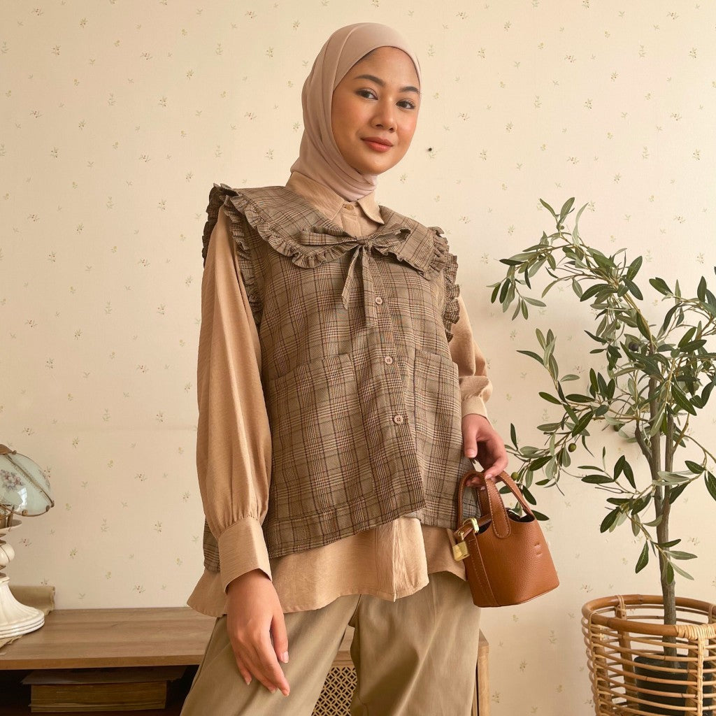 Image of Eclemix Outer Mosha | Vest Wanita Tartan Tanpa Lengan